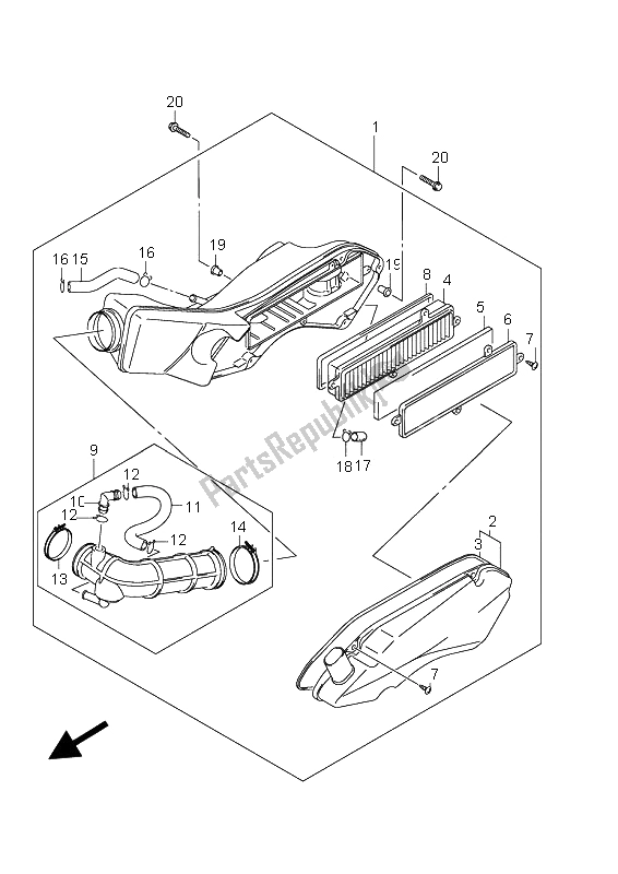 All parts for the Air Cleaner of the Suzuki UH 200 Burgman 2008