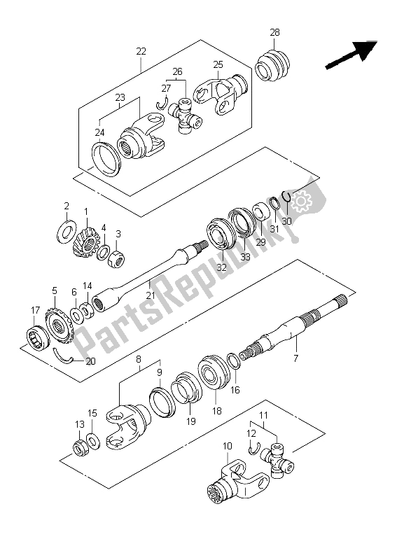 All parts for the Secondary Drive (lt-a400f P17) of the Suzuki LT A 400Z Kingquad ASI 4X4 2012