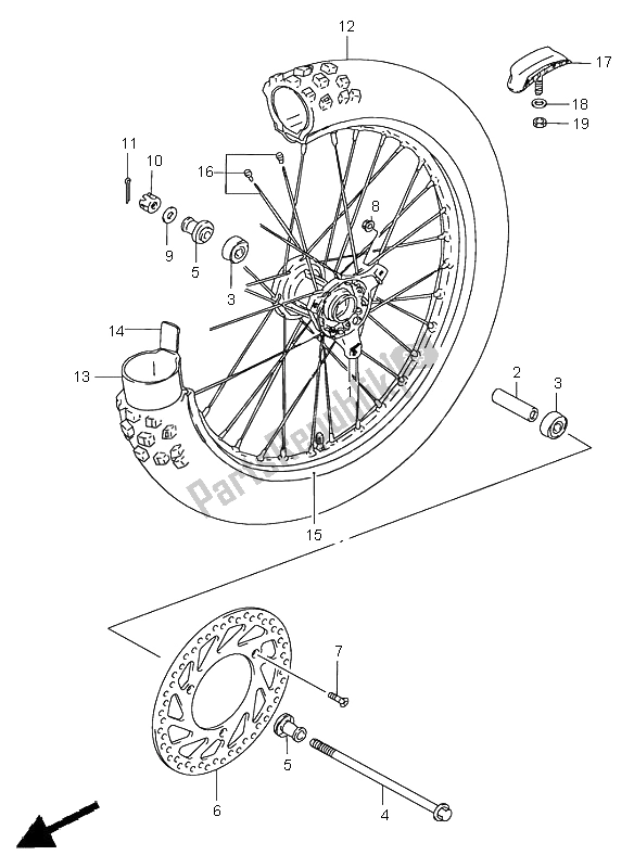 All parts for the Front Wheel (lw) of the Suzuki RM 85 SW LW 2005