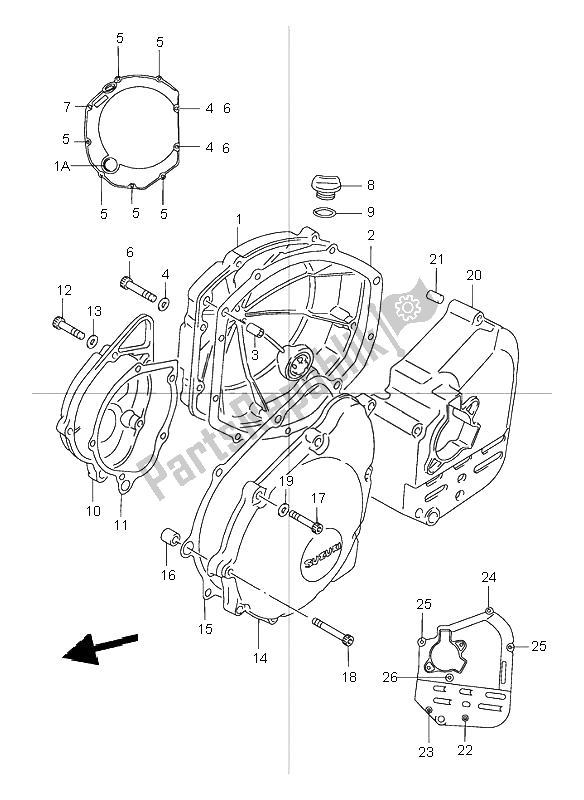 Alle onderdelen voor de Carter Deksel van de Suzuki GSX 1200 Inazuma 2000