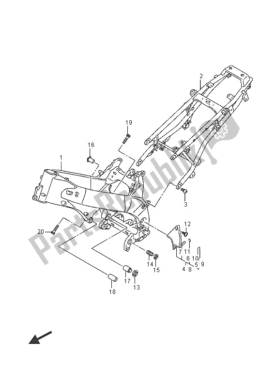 Alle onderdelen voor de Kader van de Suzuki DL 1000A V Strom 2016