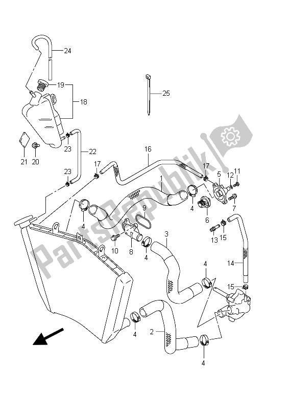 All parts for the Radiator Hose of the Suzuki GSX R 1000 2011