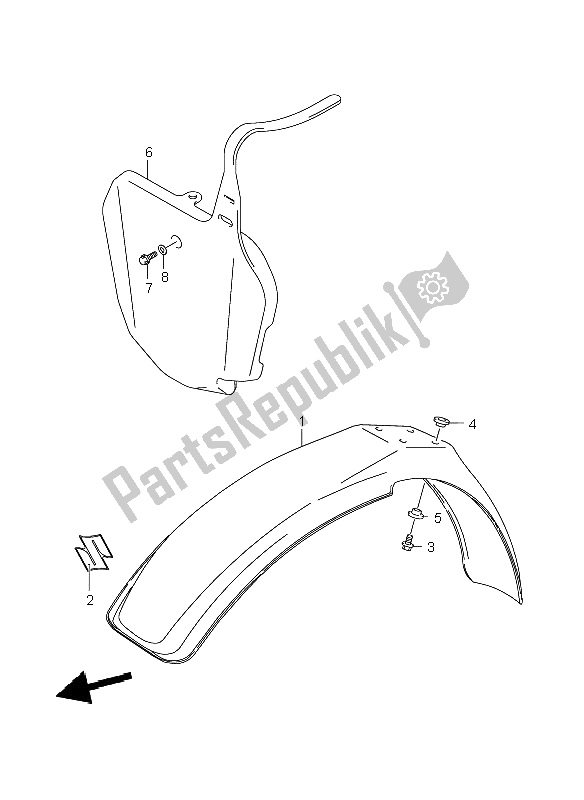 All parts for the Front Fender of the Suzuki RM 85 SW LW 2009