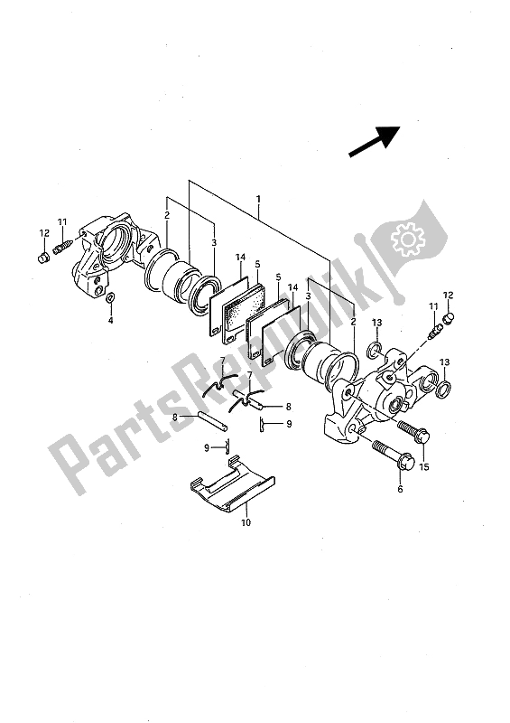 All parts for the Rear Caliper of the Suzuki GSX R 1100 1991