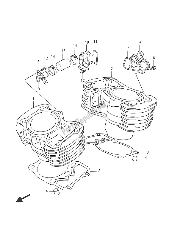 Alle onderdelen voor de Cilinder van de Suzuki VZ 800 Intruder 2016