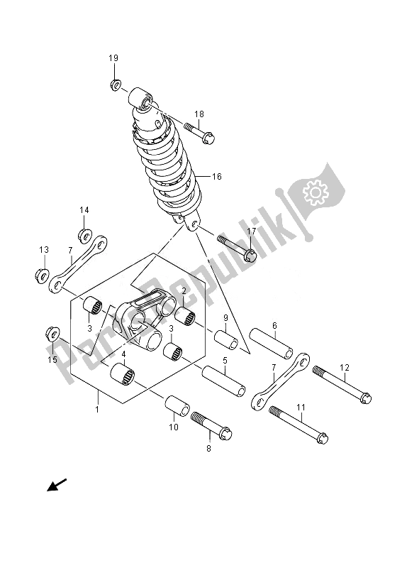 All parts for the Rear Cushion Lever (sfv650u) of the Suzuki SFV 650A Gladius 2014