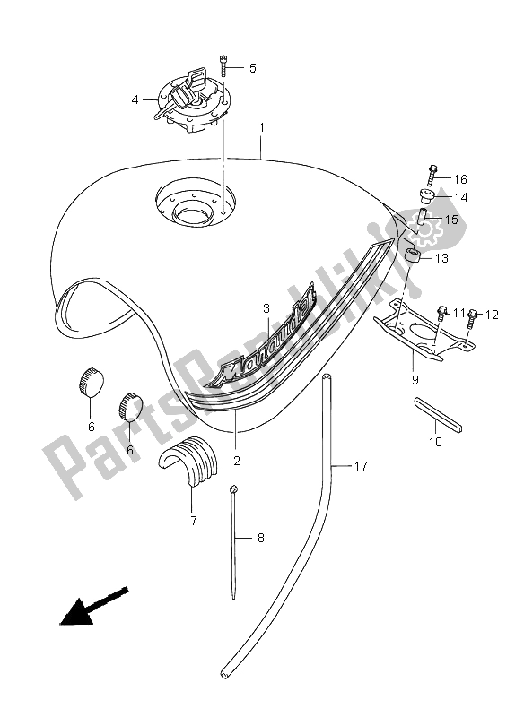 All parts for the Fuel Tank of the Suzuki VZ 800 Marauder 2003