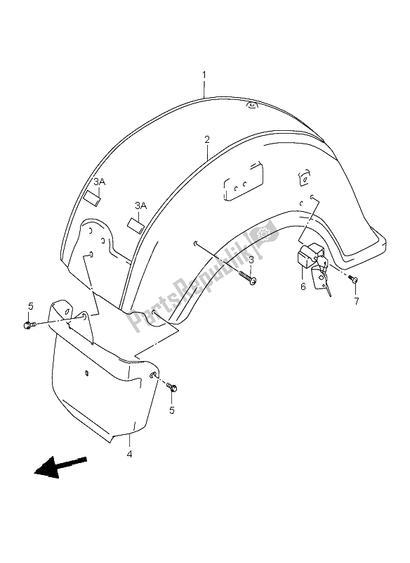 All parts for the Rear Fender of the Suzuki VL 1500 Intruder LC 2000