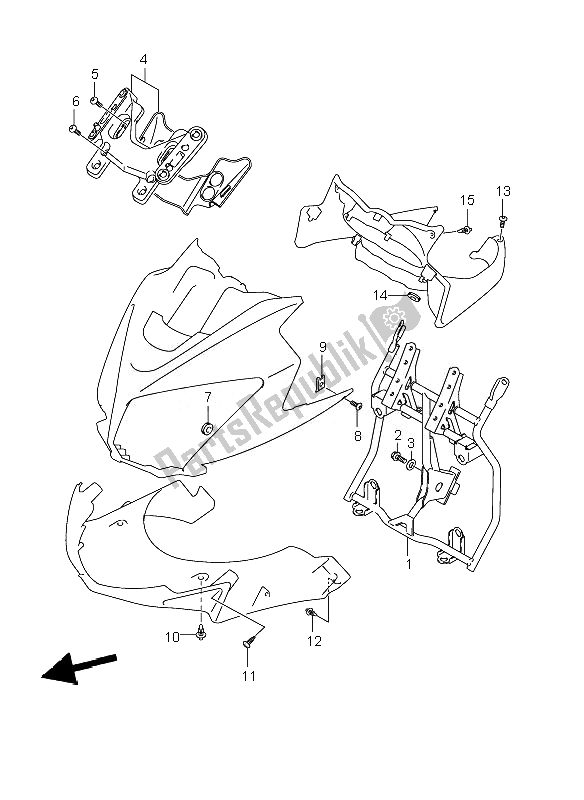 Todas las partes para Partes De Instalación Del Cuerpo De Capota de Suzuki DL 1000 V Strom 2007