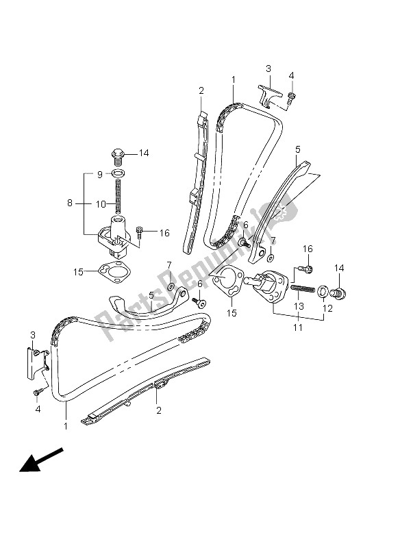 All parts for the Cam Chain of the Suzuki DL 650A V Strom 2012