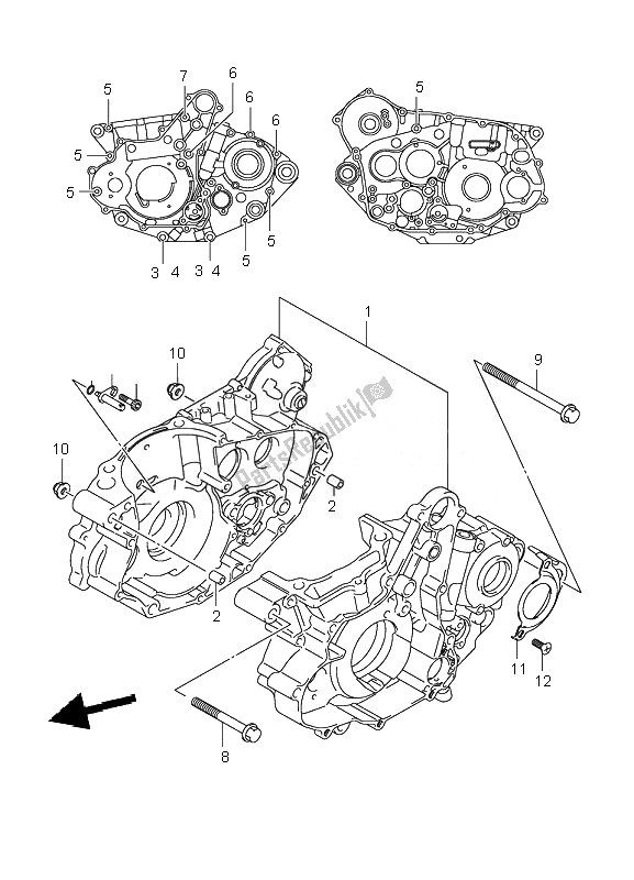 All parts for the Crankcase of the Suzuki LT R 450 Quadracer 2007