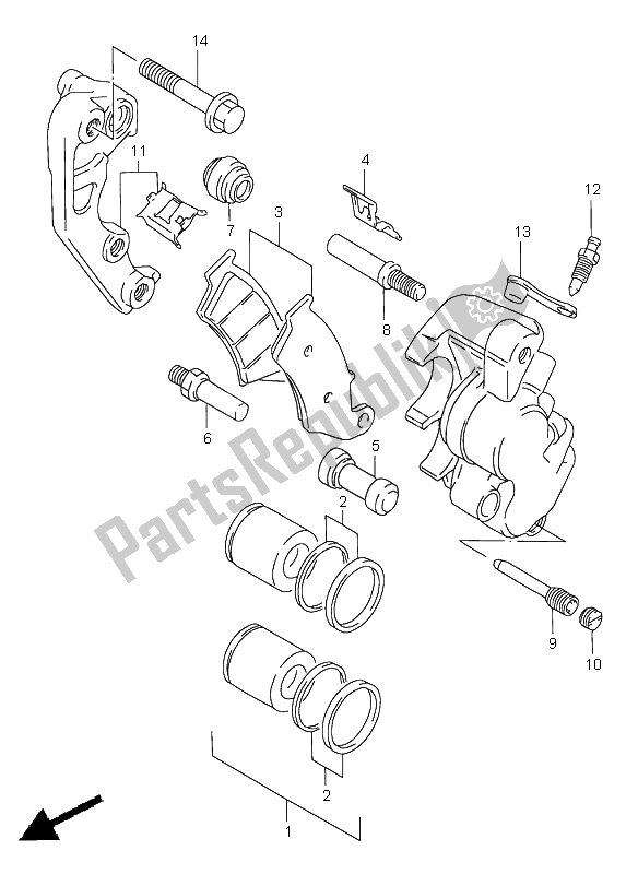 All parts for the Front Caliper of the Suzuki DR 650 SE 1999