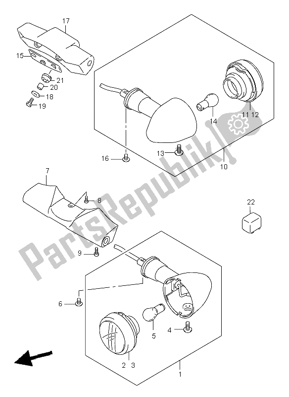 Tutte le parti per il Indicatore Di Direzione del Suzuki C 1500 VL 2009