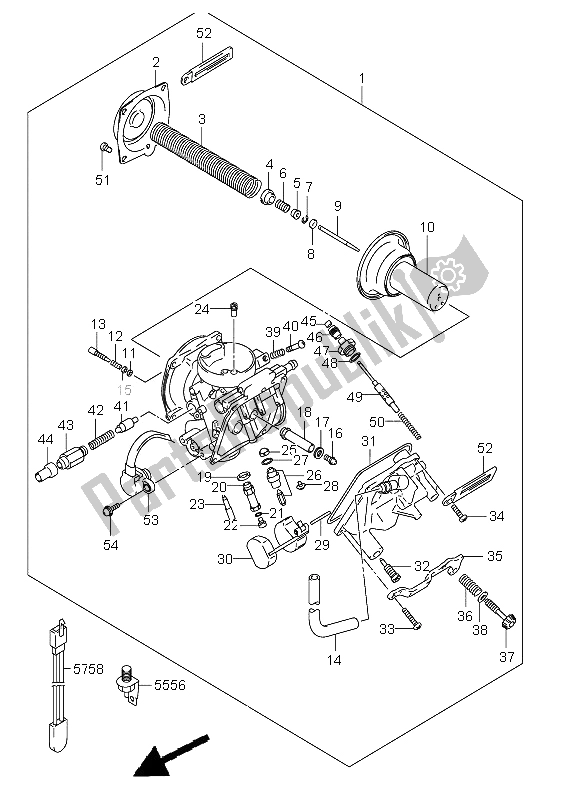 All parts for the Carburetor of the Suzuki VL 250 Intruder 2006