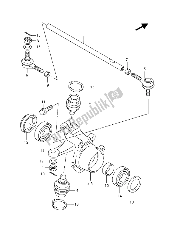 All parts for the Steering Knuckle of the Suzuki LT F 400F Kingquad FSI 4X4 2015