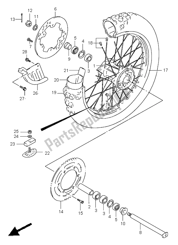 Tutte le parti per il Ruota Posteriore del Suzuki RM 125 1998