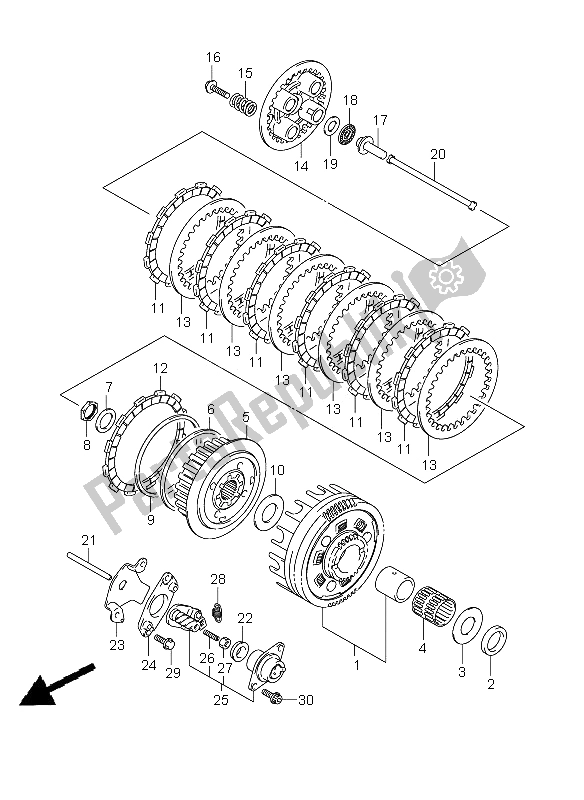 All parts for the Clutch of the Suzuki VZ 800Z Intruder 2008