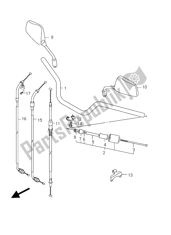 All parts for the Handlebar of the Suzuki DL 650A V Strom 2012