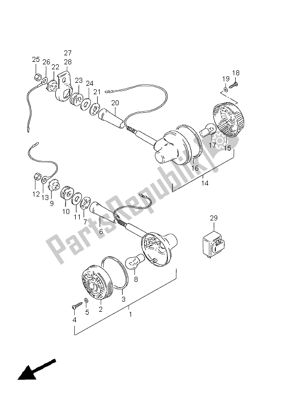 Tutte le parti per il Indicatore Di Direzione (e1-e30) del Suzuki GN 125E 1999