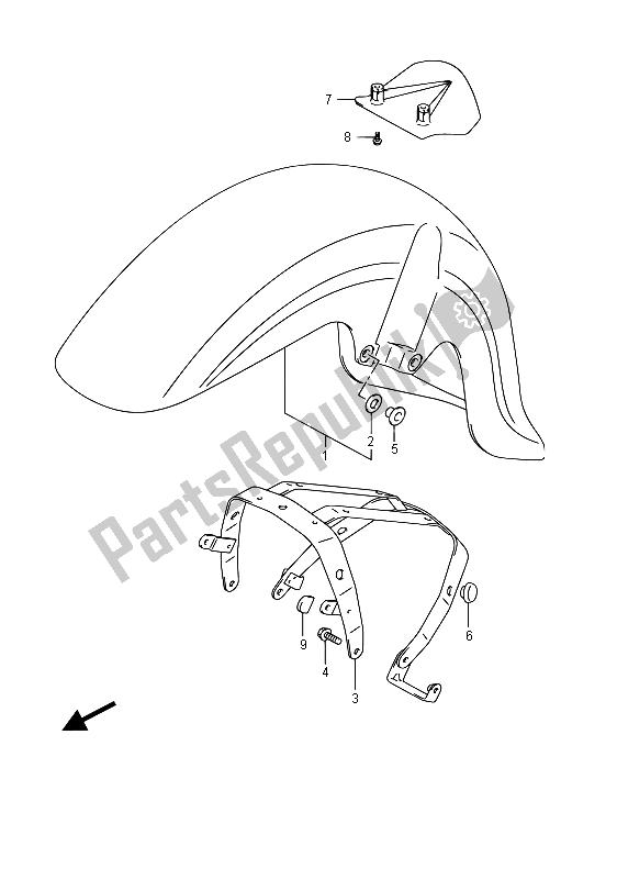 All parts for the Front Fender (e19) of the Suzuki VL 800 Intruder 2015