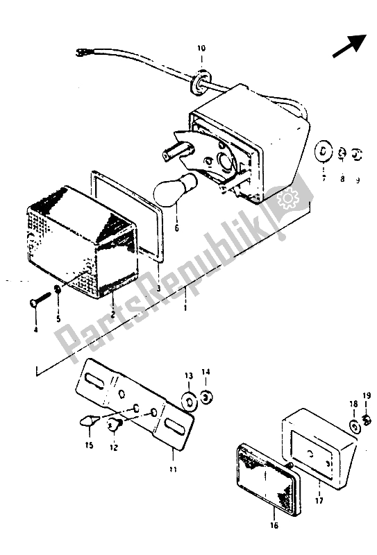 All parts for the Rear Combination Lamp of the Suzuki RG 125 CUC Gamma 1987