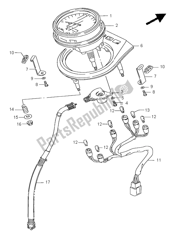 All parts for the Speedometer of the Suzuki LS 650 Savage 2002