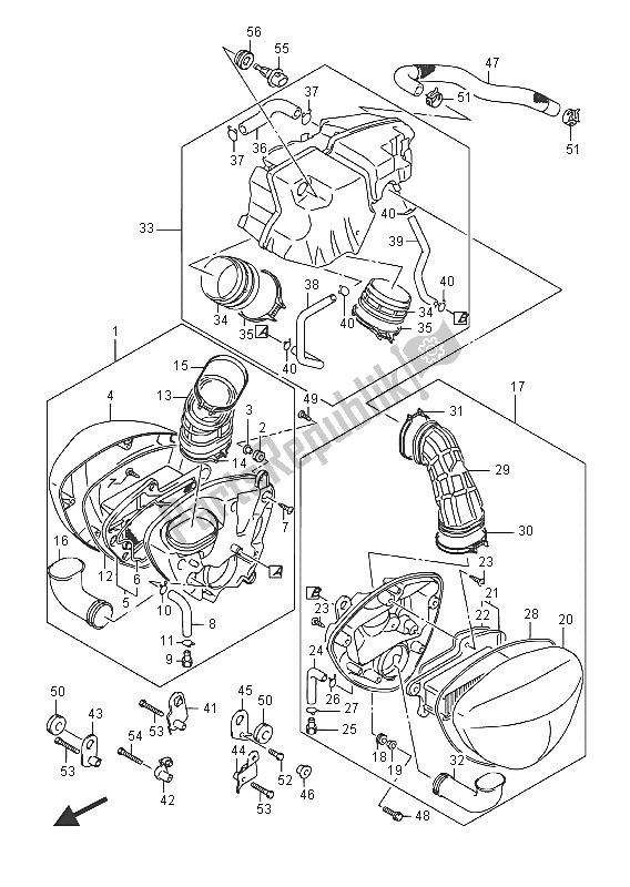 All parts for the Air Cleaner (vzr1800 E19) of the Suzuki VZR 1800 BZ M Intruder 2016