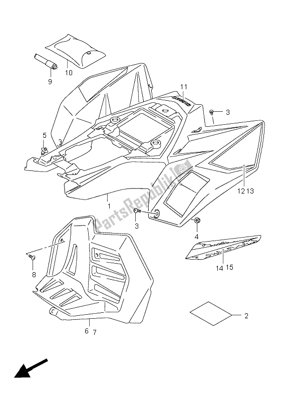 Toutes les pièces pour le Garde-boue Arrière du Suzuki LT R 450 Quadracer Limited 2008