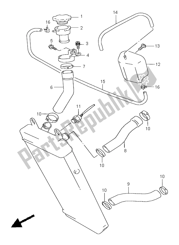 All parts for the Radiator Hose of the Suzuki VZ 800 Marauder 2003