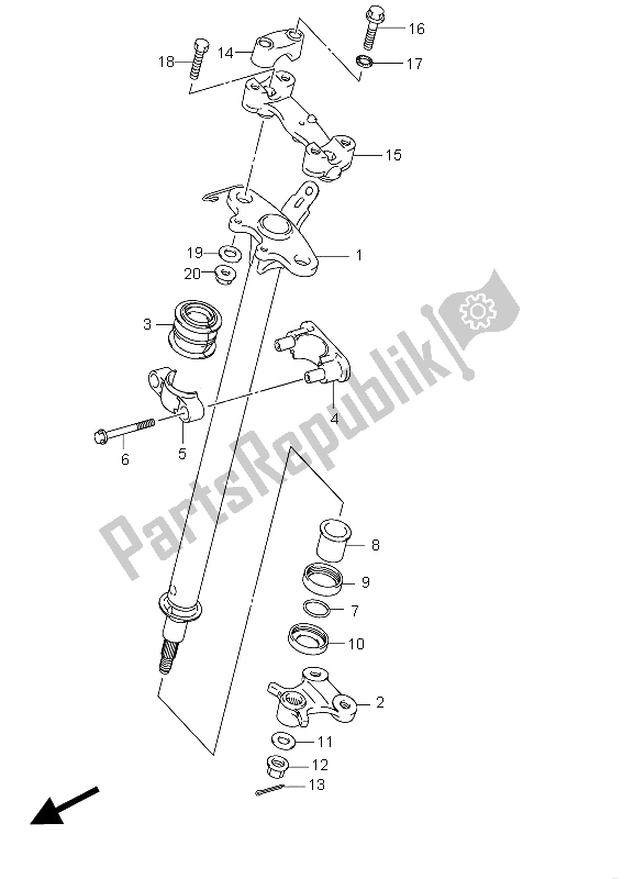 All parts for the Steering Shaft of the Suzuki LT A 750X Kingquad AXI 4X4 Limited 2008