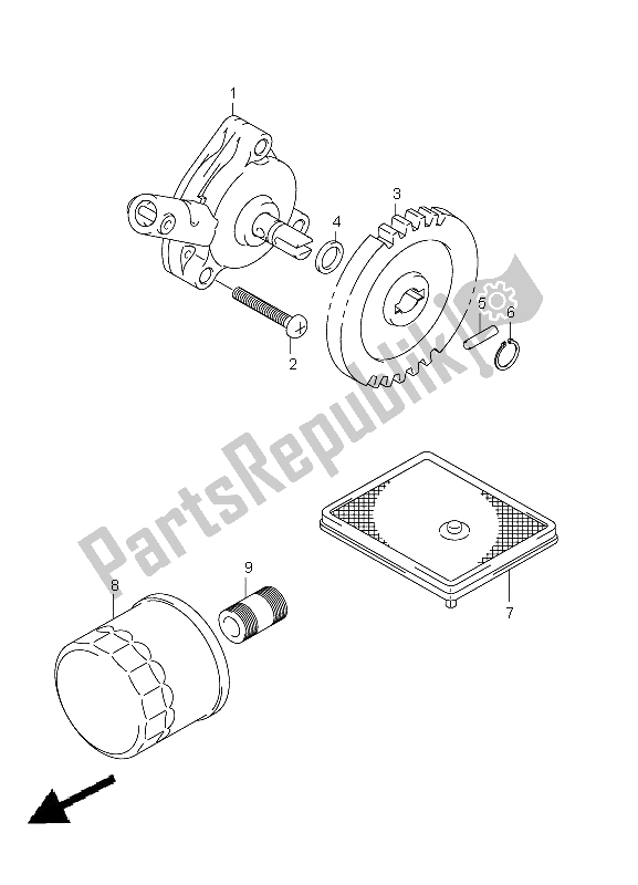 All parts for the Oil Pump of the Suzuki LT A 500 XZ Kingquad AXI 4X4 2012