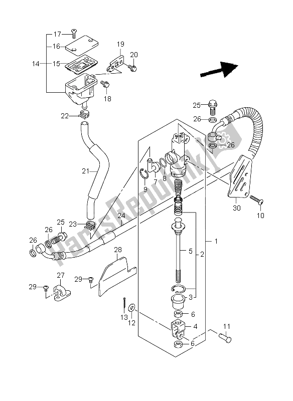 All parts for the Rear Master Cylinder (dl650) of the Suzuki DL 650A V Strom 2009