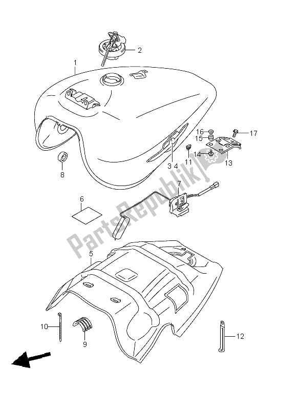 All parts for the Fuel Tank (vzr1800-uf) of the Suzuki VZR 1800 Rnzr M Intruder 2010