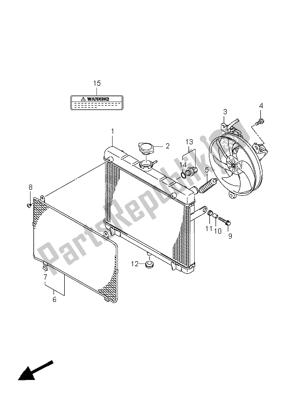 All parts for the Radiator of the Suzuki LT A 450 XZ Kingquad 4X4 2009