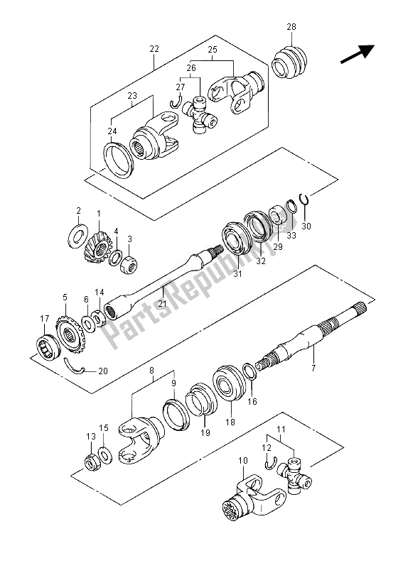 All parts for the Secondary Drive (lt-a400f) of the Suzuki LT A 400 FZ Kingquad ASI 4X4 2014