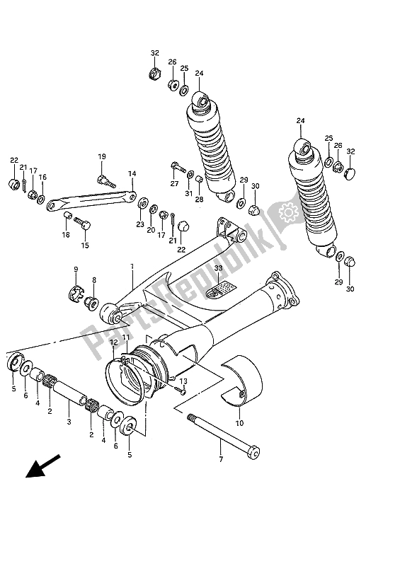 Tutte le parti per il Braccio Oscillante Posteriore del Suzuki VS 750 FP Intruder 1988