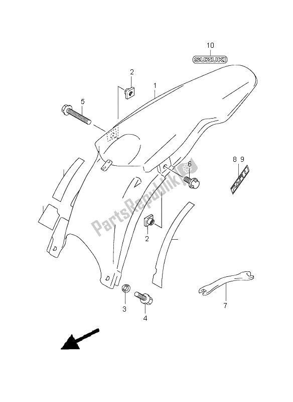 Todas las partes para Guardabarros Trasero de Suzuki RM 250 2005