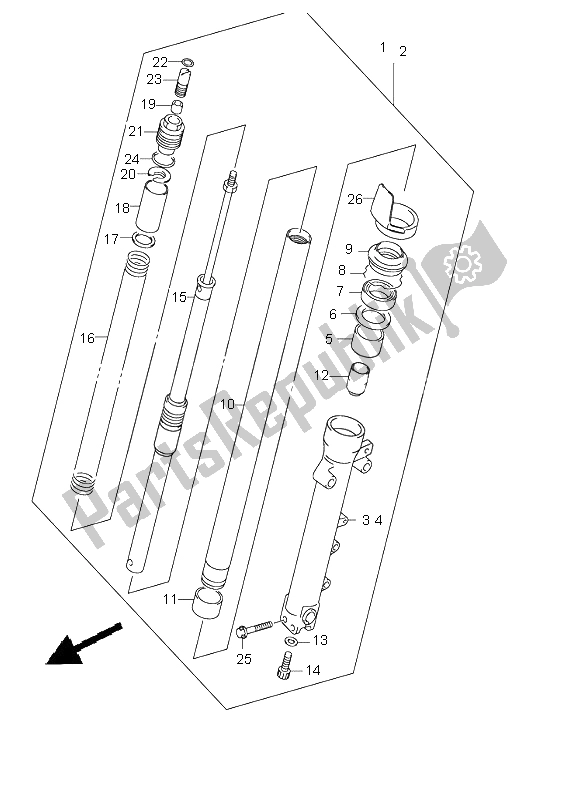 All parts for the Front Damper (gsf1200s) of the Suzuki GSF 1200 NSZ Bandit 2004