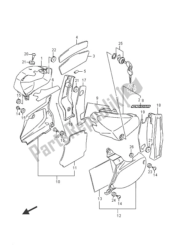 All parts for the Frame Cover of the Suzuki VZ 800 Intruder 2016