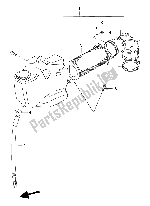 All parts for the Air Cleaner (front) of the Suzuki VS 600 Intruder 1996