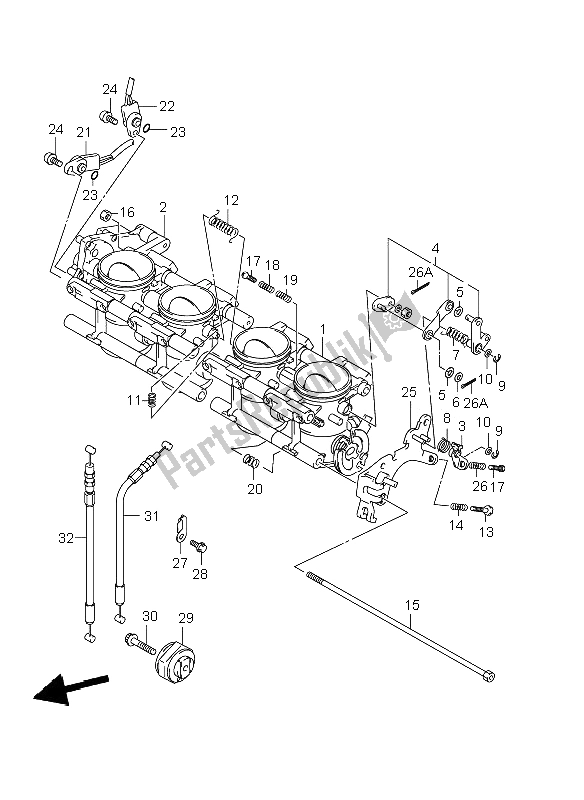 All parts for the Throttle Body of the Suzuki GSX R 1000 2002