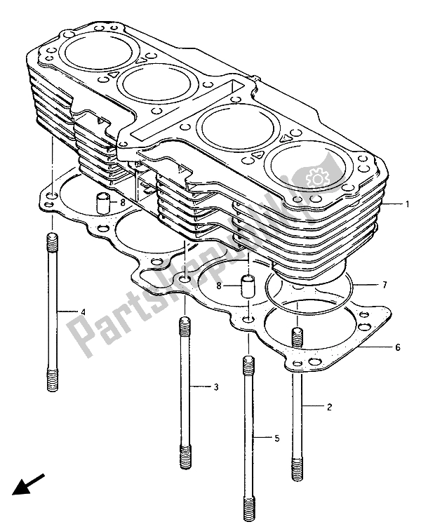 Tutte le parti per il Cilindro (e. N. 101424) del Suzuki GSX 1100 1150 Eesef 1985