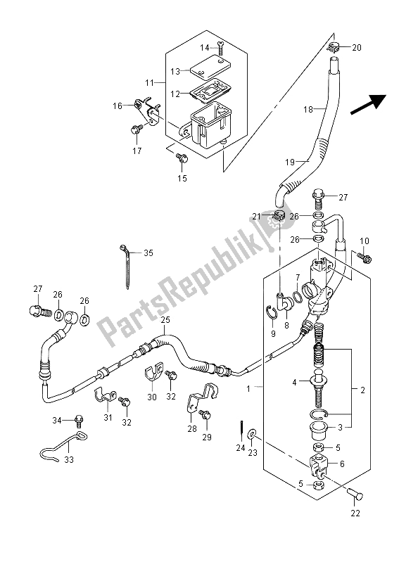 All parts for the Rear Master Cylinder (vzr1800 E02) of the Suzuki VZR 1800 NZR M Intruder 2012