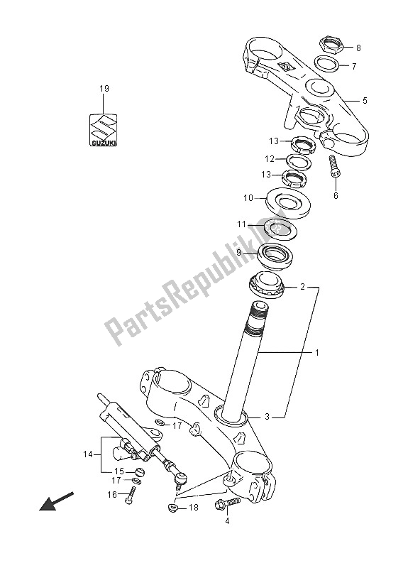 All parts for the Steering Stem of the Suzuki GSX R 1000A 2016