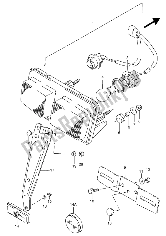 Tutte le parti per il Luce Di Combinazione Posteriore del Suzuki RG 125 FU 1994