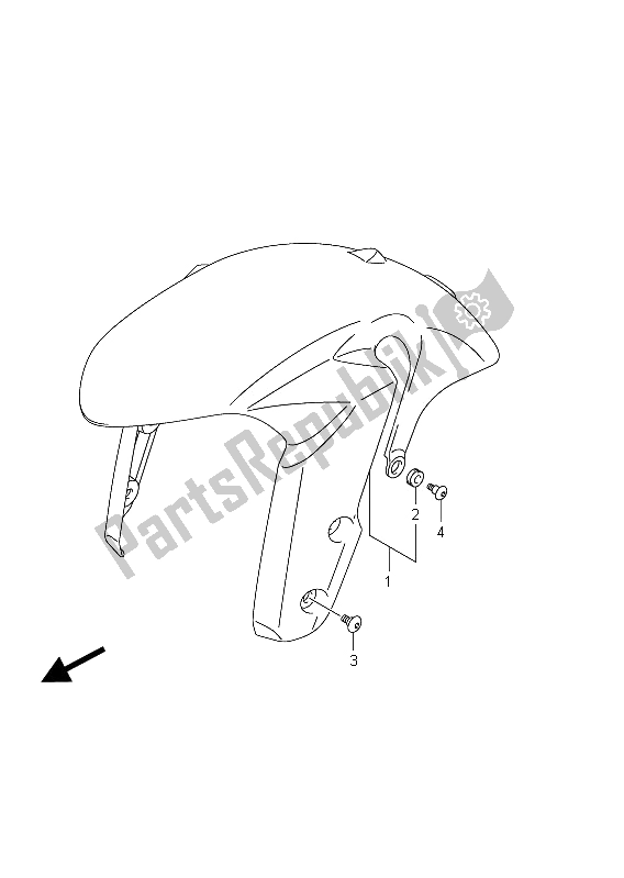 Tutte le parti per il Parafango Anteriore (gsx-r1000 E21) del Suzuki GSX R 1000 2011