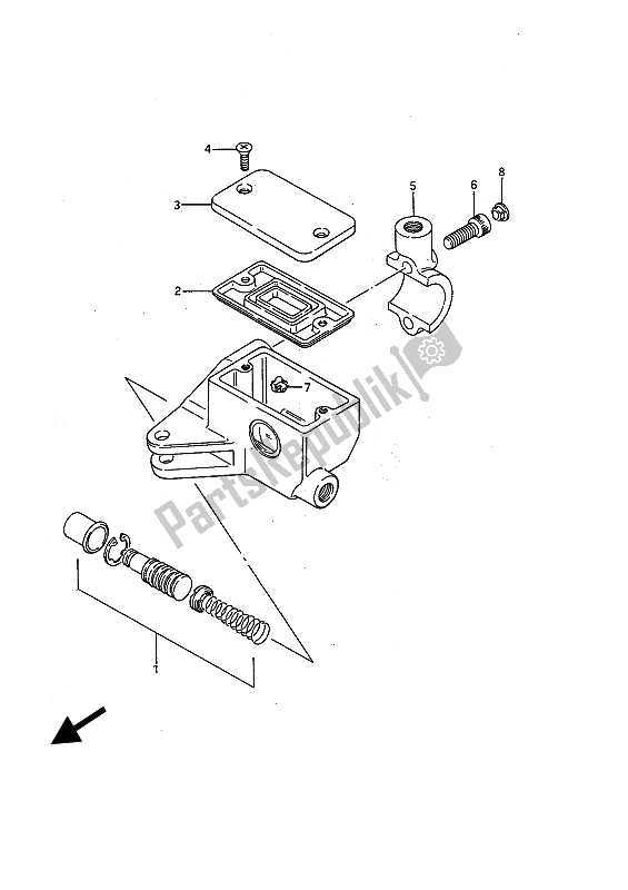 All parts for the Front Master Cylinder (ls650p) of the Suzuki LS 650 FP Savage 1988