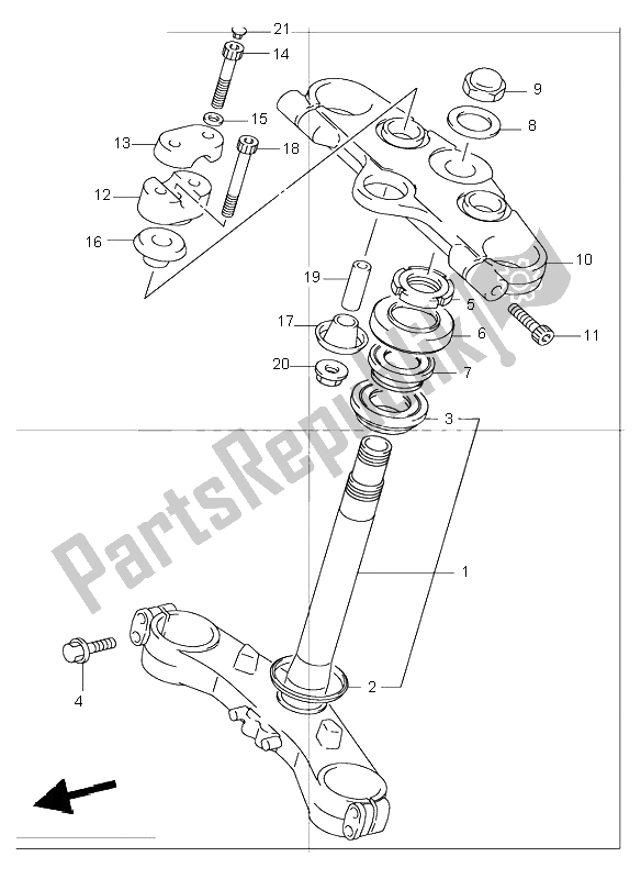 All parts for the Steering Stem (gsf1200s) of the Suzuki GSF 1200 NSZ Bandit 2004