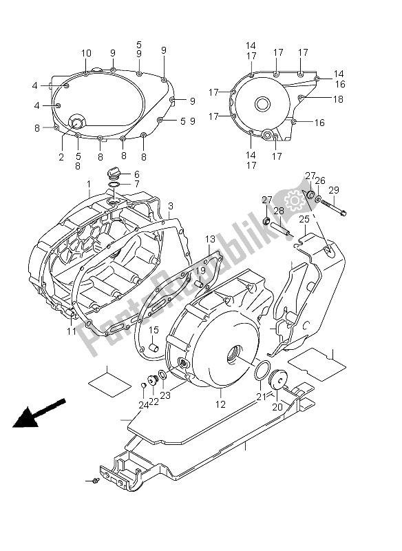 All parts for the Crankcase Cover of the Suzuki VZ 800Z Intruder 2007