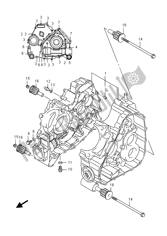 All parts for the Crankcase of the Suzuki LT A 750 XVZ Kingquad AXI 4X4 2015